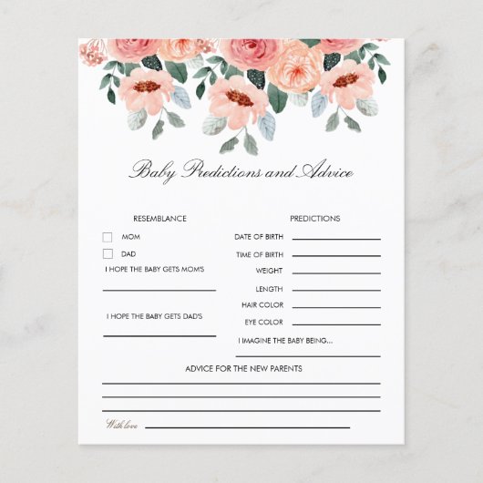 Cute Watercolor Flowers Baby Shower (正面)