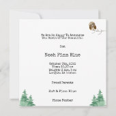 Cute Watercolor Forest Animals in Mountains Baby 招待状 (裏面)