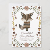 Cute Watercolor Fox Pregnancy 案内状 (正面)