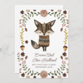 Cute Watercolor Fox Pregnancy 案内状 (正面/裏面)