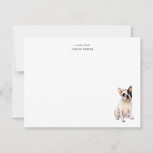 Cute watercolor French Bulldog Custom Flat サンキューカード (正面)