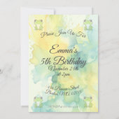 Cute watercolor frog girl birthday 招待状 (裏面)