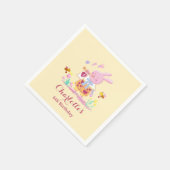 Cute Watercolor Garden Bunny Yellow Kids Birthday スタンダードカクテルナプキン (角)