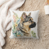 Cute Watercolor German Shepherd Dog クッション (ブランケット)