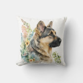 Cute Watercolor German Shepherd Dog クッション (正面)