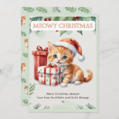 Cute Watercolor Ginger Kitten Custom Christmas シーズンカード (正面/裏面)