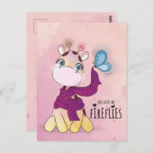 Cute Watercolor Giraffe ポストカード (正面/裏面)