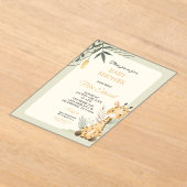 Cute Watercolor Giraffe Baby Shower Design アクリル招待状 (レイダウン)