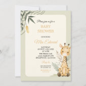 Cute Watercolor Giraffe Baby Shower Design 招待状 (正面)