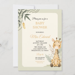 Cute Watercolor Giraffe Baby Shower Design 招待状