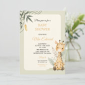 Cute Watercolor Giraffe Baby Shower Design 招待状 (スタンド正面)