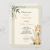 Cute Watercolor Giraffe Baby Shower Design 招待状 (正面/裏面)