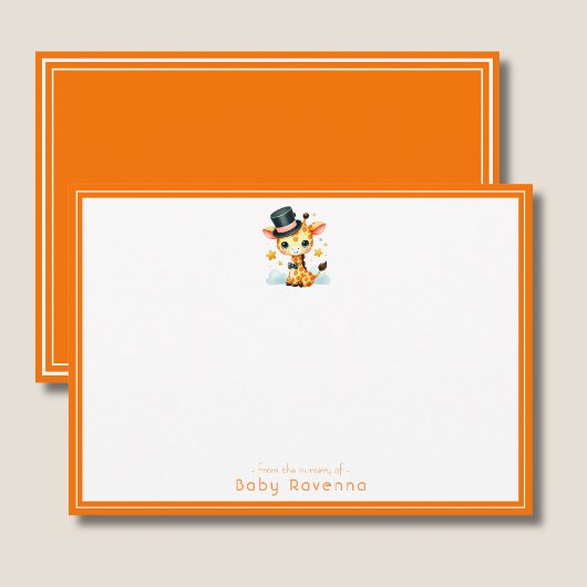 Cute Watercolor Giraffe Baby Shower Note Card ノートカード