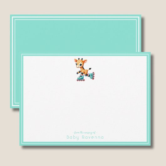 Cute Watercolor Giraffe Baby Shower Note Card ノートカード