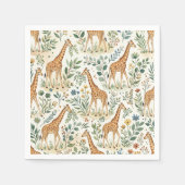 Cute Watercolor Giraffe Pattern スタンダードカクテルナプキン (正面)