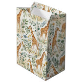 Cute Watercolor Giraffe Pattern ミディアムペーパーバッグ (裏面アングル)