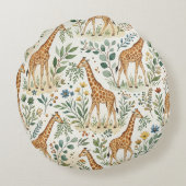 Cute Watercolor Giraffe Pattern ラウンドクッション (裏面)