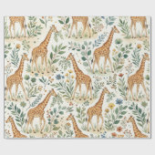 Cute Watercolor Giraffe Pattern ラッピングペーパー (フラット)