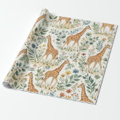 Cute Watercolor Giraffe Pattern ラッピングペーパー (アンロールド)