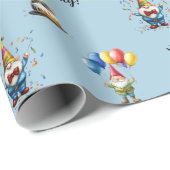 Cute Watercolor Gnome Birthday Celebration ラッピングペーパー (ロールコーナー)