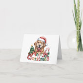 Cute Watercolor Golden Retriever Christmas シーズンカード (正面)