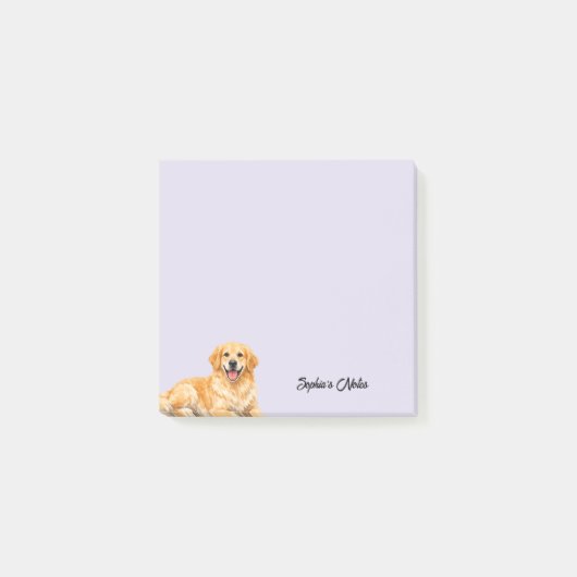 Cute Watercolor Golden Retriever Trendy Custom ポストイット (正面)
