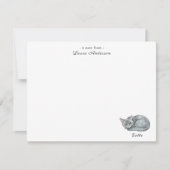 Cute watercolor grey cat personalized flat  サンキューカード (正面)