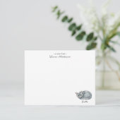 Cute watercolor grey cat personalized flat  サンキューカード (スタンド正面)