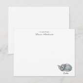 Cute watercolor grey cat personalized flat  サンキューカード (正面/裏面)