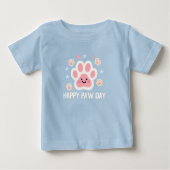 cute watercolor Happy paw day ベビーTシャツ (正面)