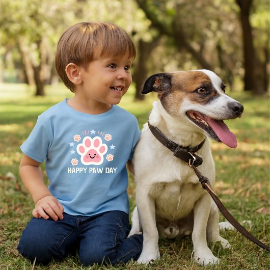 cute watercolor Happy paw day ベビーTシャツ