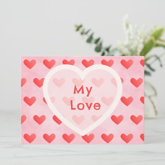 Cute Watercolor Heart Valentine Card (スタンド正面)