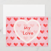 Cute Watercolor Heart Valentine Card (正面/裏面)