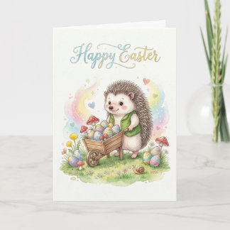 Cute Watercolor Hedgehog Easter カード