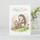 Cute Watercolor Hedgehog Easter シーズンカード (スタンド正面)
