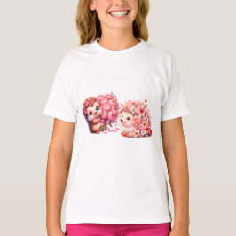 Cute Watercolor Hedgehogs in Love T-Shirt Tシャツ
