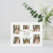 Cute Watercolor Holly Merry Christmas Multi Photo シーズンポストカード (スタンド正面)