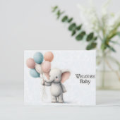 Cute Watercolor Illustration of a Baby Elephant ポストカード (スタンド正面)