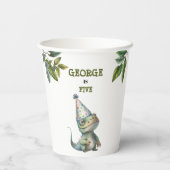 Cute Watercolor Kids Dinosaur Theme Birthday 紙コップ (裏面)
