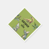 Cute Watercolor Kids Dinosaur Theme Paper Napkin スタンダードカクテルナプキン (角)