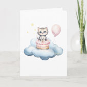 Cute watercolor Kitten Birthday Card カード (正面)