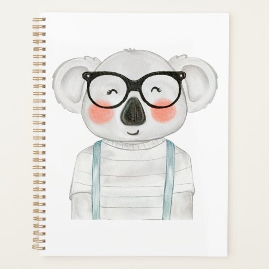 Cute Watercolor Koala with Glasses プランナー手帳 (正面)