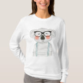 Cute Watercolor Koala with Glasses Tシャツ (正面)