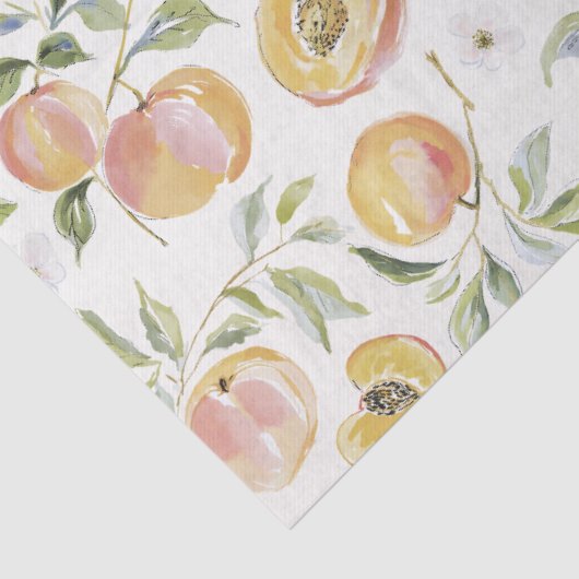 Cute Watercolor Leafy Peach Botanical 薄葉紙 (詳細)
