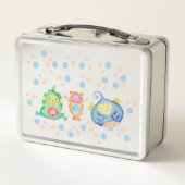 Cute Watercolor Little Monsters Personalised メタルランチボックス (裏面)