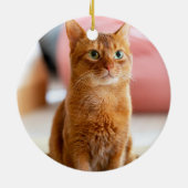 Cute Watercolor Meowy Christmas Tree Cat Photo セラミックオーナメント (裏面)