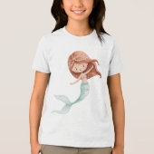 Cute Watercolor Mermaid Illustration トライブレンドTシャツ (正面)