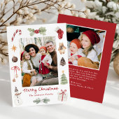 Cute Watercolor Merry Christmas Family Photo シーズンカード
