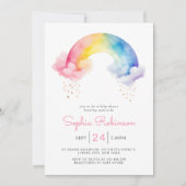 Cute Watercolor Modern  Rainbow Baby Shower 招待状 (正面)