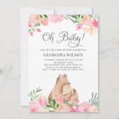 Cute Watercolor Mommy and Baby Bear Baby Shower 招待状 (正面)